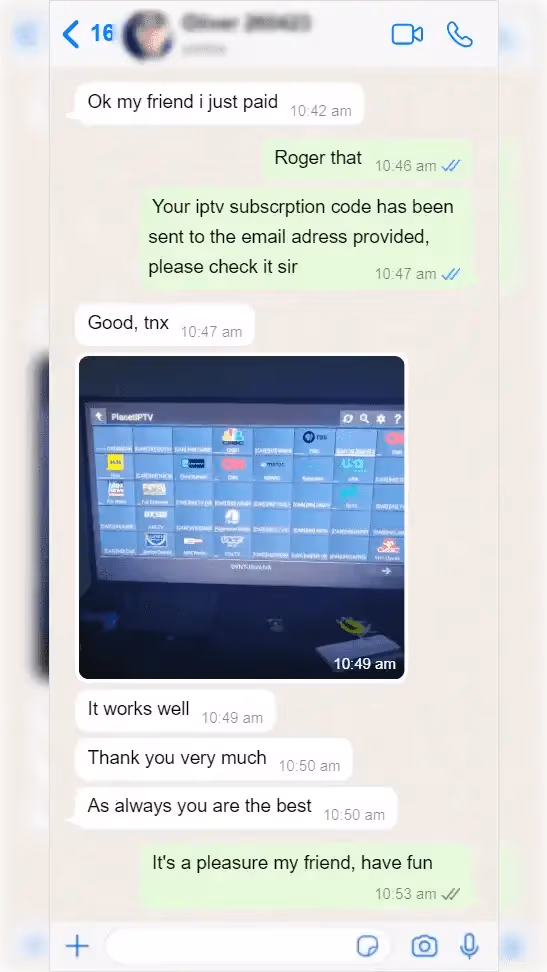WhatsApp conversation with a subscriber, Oliver