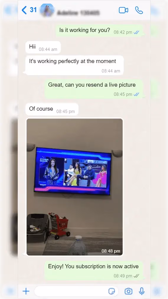 WhatsApp conversation with a subscriber, Daniel